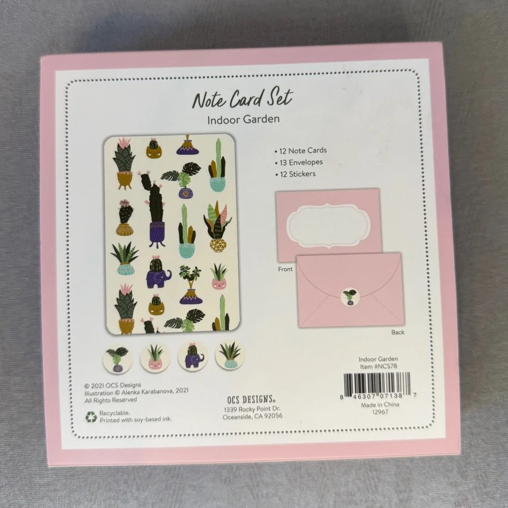 Note Card Set — Garden Themed with Garden Stickers